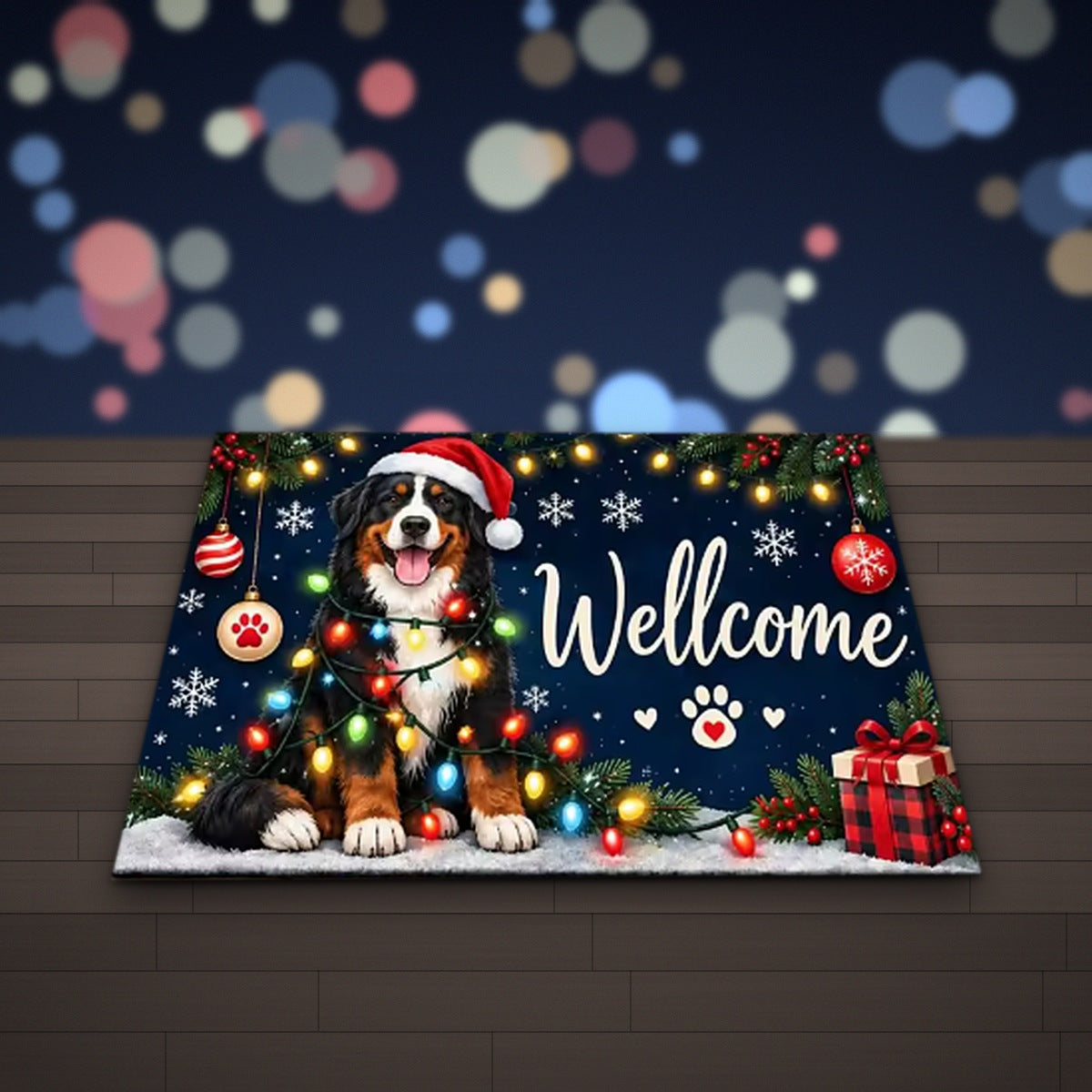 Paillasson de Noël Chien – Décoration d'entrée intérieur et extérieur